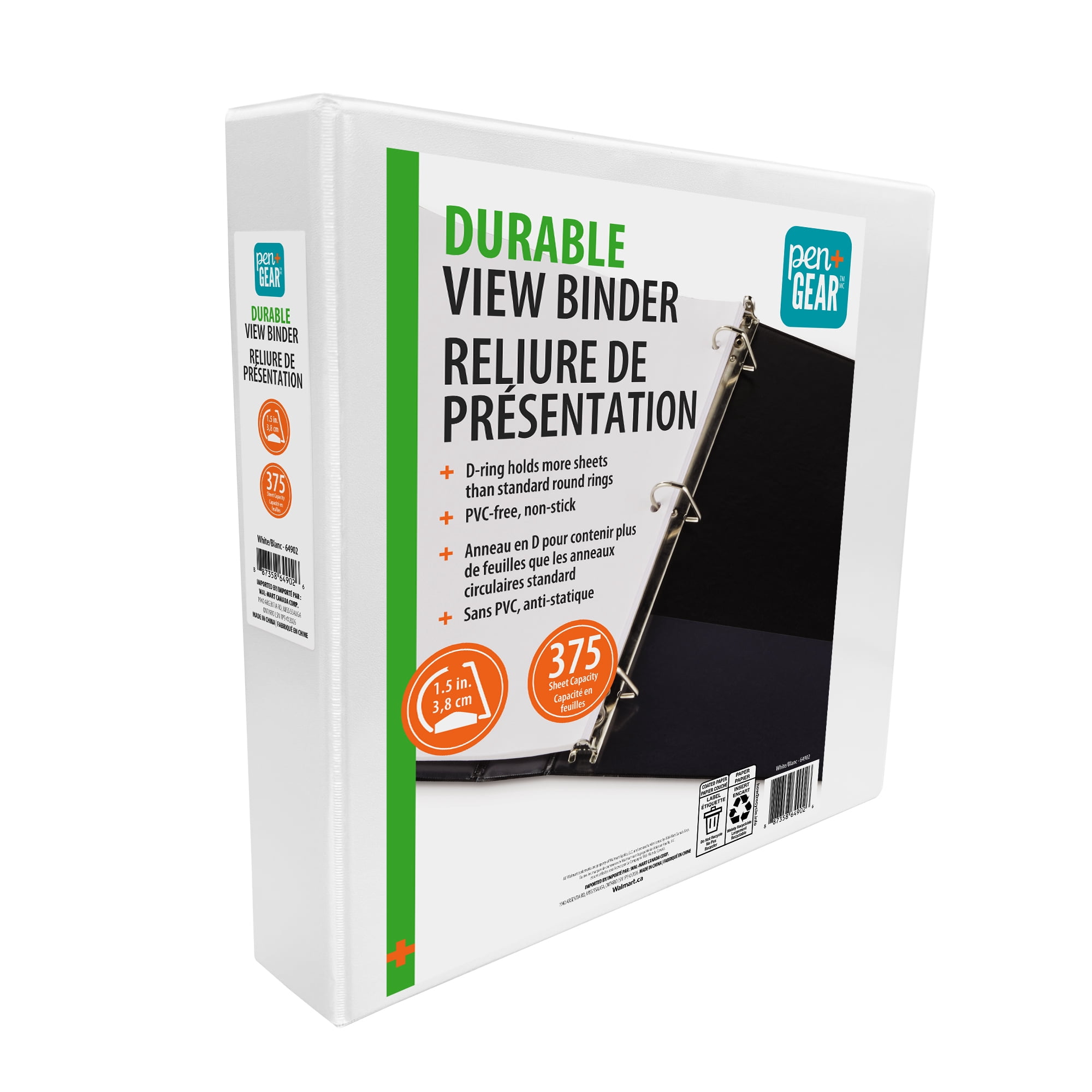 Pen+Gear Durable View 1.5" Binder White