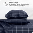 thumbnail image 3 of Bare Home Ultra-Soft Sheet Set - Premium 1800 Collection - Deep Pockets - 5-Pieces - Split King, Grid - Midnight/White, 3 of 8