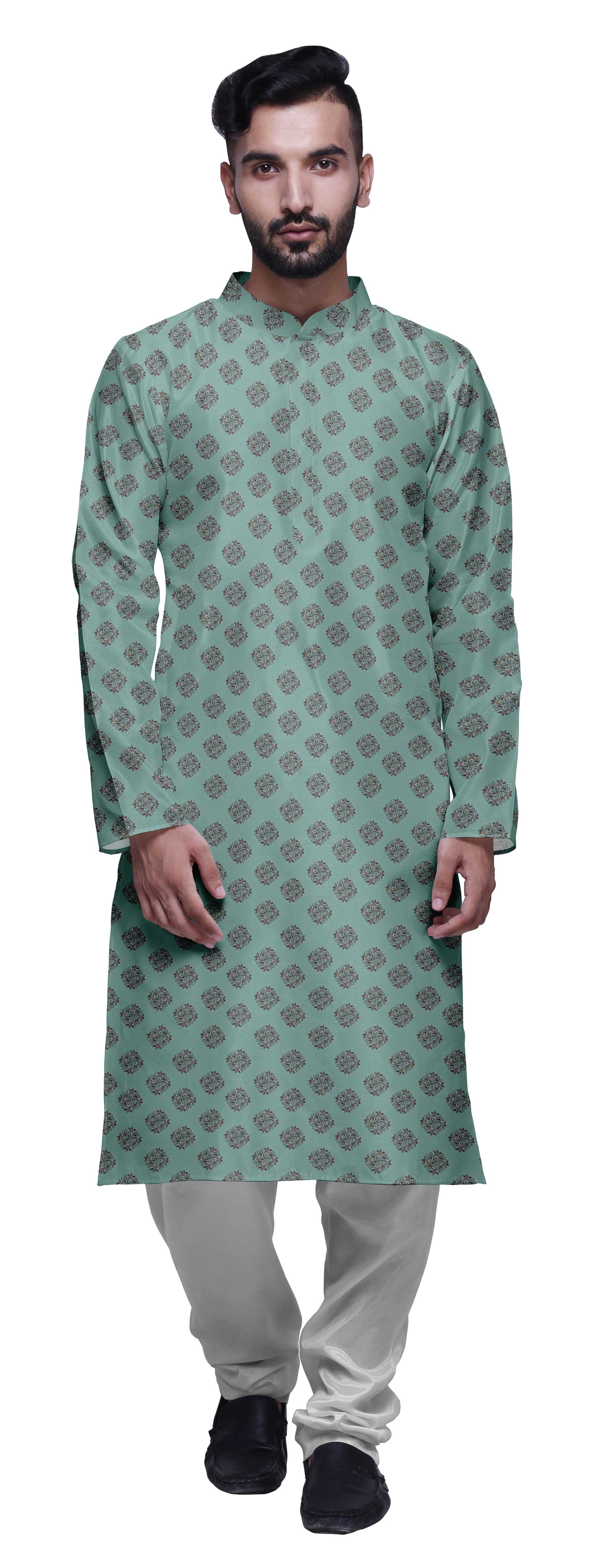 Atasi Kurta Pyjama de Fête pour Hommes, Col Mandarin, Ensemble Ethnique Imprimé Kurta