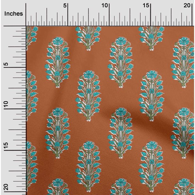 oneOone Polyester Lycra Fabric Leaves & Floral Block Print Fabric BTY 56 Inch Wide