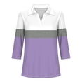 thumbnail image 4 of Hot6sl Économies d'Été Liquidation Blouse & Chemise à Manches Courtes Col Rabattu, T-shirt Assorti pour Femmes Col en V Col Rabattu Manches 3/4, Haut en polyester pour Femmes/Blanc, P, 4 of 5