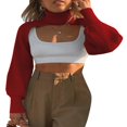 thumbnail image 2 of Pull-over Femme Pull à Col Haut Manches Longues Pull en Maille, 2 of 3