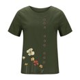 thumbnail image 4 of EQWLJWE Chemises pour Femmes Liquidation T-Shirts pour Femmes Femmes Manches Courtes Décontracté Col Rond Imprimé Ample Tunique à Boutons Chemise Blouse Hauts, 4 of 5
