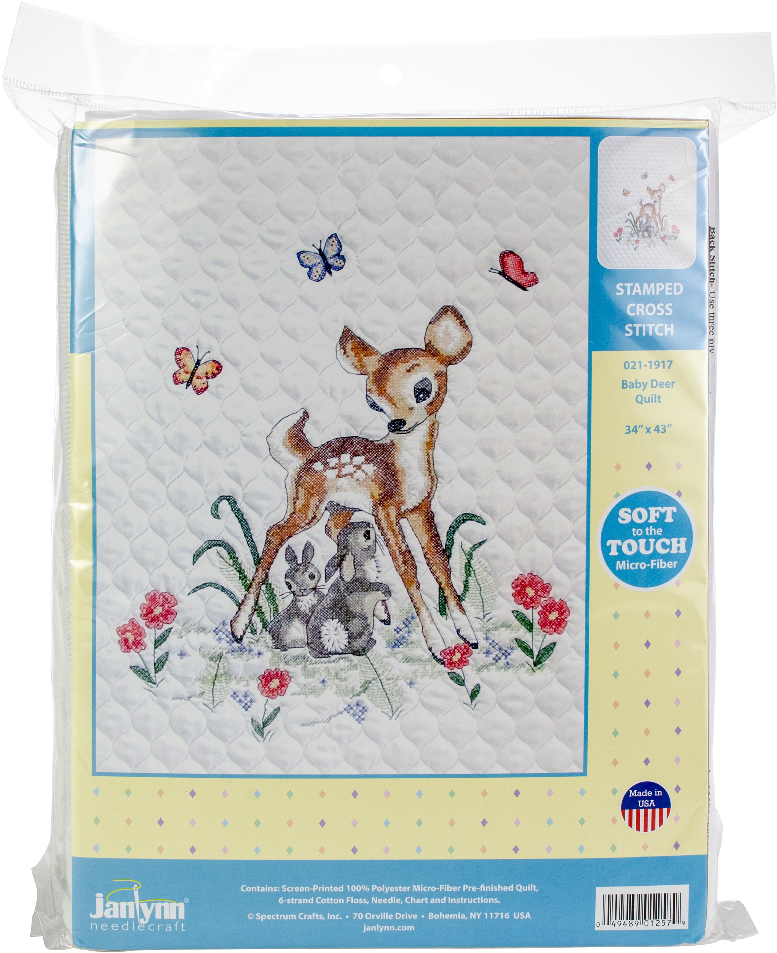 Janlynn Kit de Point de Croix Matelassé 34"X43 Pouces-Bébé Cerf-Cousu avec Fil Dentaire