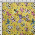 thumbnail image 4 of oneOone Velvet Yellow Fabric Butterflies Craft Projects Decor Fabric Printed By The Yard 58 Inch Wide-QJ, 4 of 5