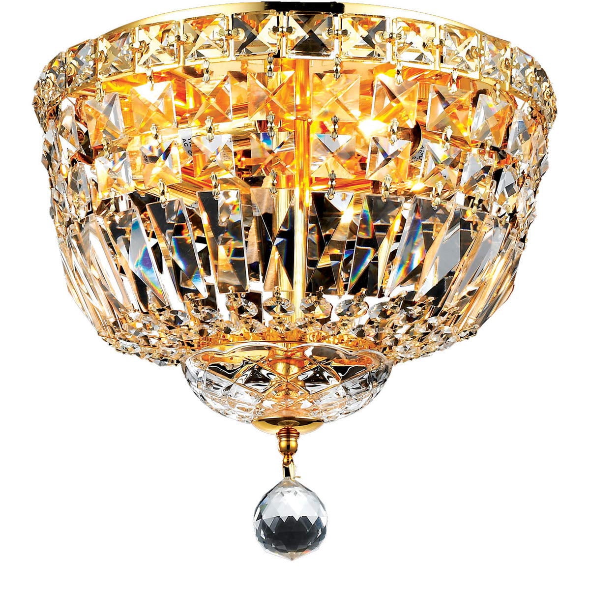 Elegant Lighting Tranquil 12" 4 Light Royal Crystal Flush Mount