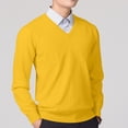 thumbnail image 2 of Xcmzpl Chandail-Robe à Col en V pour Hommes, Tricot, Manches Longues, Coupe Ajustée, Chandails Mode, Chandail à Enfiler, Chandail de Base Uni, Hauts de Chandail d'Automne, 2 of 5
