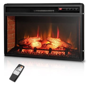 Giantex Insert de Foyer Électrique à Quartz Infrarouge de 26 Pouces, Chauffage de Foyer Encastré Autoportant de 4777 BTU avec Effet de Flamme à 3 Niveaux et Protection contre la Surchauffe