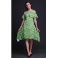thumbnail image 3 of Bimba Green Tie-Dye Print Womens Chic Style Cold Shoulder Shift Dress Summer Tunic - X-Small, 3 of 6