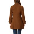 thumbnail image 3 of INSPIRE CHIC Manteaux pour Femmes Col Peter Pan Boutonnage Simple devant à Boutons Manteaux d'Hiver TP Brun, 3 of 7