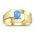 thumbnail image 1 of RYLOS Men's Rings 14K Yellow Gold Ring Classic Solitaire 7X5MM Oval Shape Gemstone Designer Band Turquoise December Birthstone Rings For Men Size 12, 1 of 5