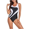thumbnail image 2 of UPPADA Womens One Piece Swimsuits Athletic Training Swimwear Plus Size Bathing Suits Ruched Color Block Print Swimsuits Criss-Cross Back Crew Neck Athletic Training Swimwear Clearance White,Xxl, 2 of 8