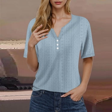 AherBiu T Shirts Shirts for Women V Neck Comfy Loose Tees Summer Casual Short Sleeve Tops Soft Solid Tshirts