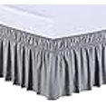 thumbnail image 3 of MEILA Wrap Around Bed Skirt Three Fabric Sides Elastic Dust Ruffled 16 Inch Tailored Drop,Easy to Install Fade Resistant-Grey, Twin/Full, 3 of 4