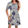 thumbnail image 2 of Ovzne Robes pour Femmes Robe Femme Mode pour Femmes Robe à Col Rond à Manches Courtes Imprimée Robe Chandail Robe de Vacances à Manches Courtes Liquidation, 2 of 5
