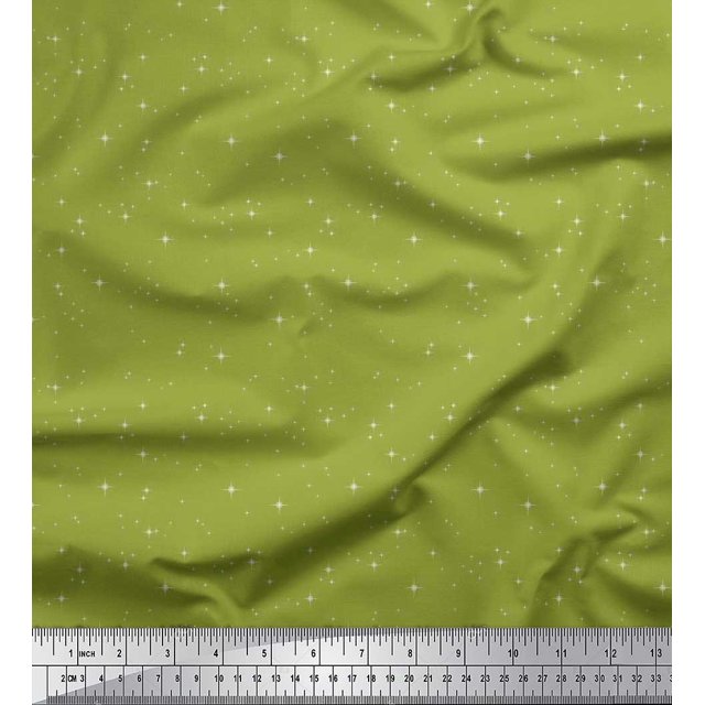 Soimoi Georgette Viscose Fabric Stars Shirting Print Sewing Fabric Yard 42 Inch Wide