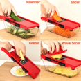 thumbnail image 2 of Mandoline Trancheuse Réglable Déchiqueteuse de Légumes Professionnelle Mandoline Trancheuse pour Cubes Hachoir Portatif pour Aliments pour Bébé avec 6 Lames Interchangeables Protège-Mains pour la Cuisine, 2 of 7