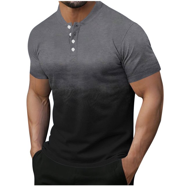 Plebaso Mens Fashion Tshirts Button Short Sleeve Pullover Shirts Summer Casual Basic Tees Tops for Men