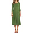 thumbnail image 2 of Nlife Robe Midi Évasée à Manches 3/4 et Col Rond pour Femmes, 2 of 4