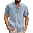 thumbnail image 1 of TIMIFIS Men's T-Shirts Classic Casual Linen Short Sleeve Tee Summer Casual Solid Color Button Up Closure Shirts, 1 of 4