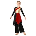 thumbnail image 1 of inlzdz Tenues de Danse Métalliques pour Filles Robe de Culte à Manches Longues avec Pantalon Ensemble pour Performance de Choeur Rouge 12, 1 of 7