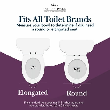 Slow Close Toilet Seat BR501-00 White Elongated, Stain-Resistant and Easy to Keep Clean, Heavy Duty Fits All Toilet Brands, Executive Series by Bath Royale
