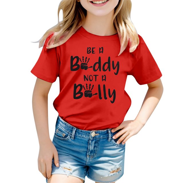 MEZZALL T-Shirt Imprimé Respirant Décontracté de Mode pour Filles, T-Shirts Graphiques, Hauts, Rouge, 1-2 Ans