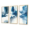 thumbnail image 3 of Designart "Solitary Majesty in Imperial Blue Splendor I" Abstract Liquid Ink Framed Wall Art Set Of 3 - Blue Modern Frame Canvas Set For Living Room Decor, 3 of 6