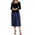 thumbnail image 2 of INSPIRE CHIC Women's Velvet Square Neck Long Sleeve Blouses L Deep Blue, 2 of 5