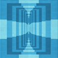 thumbnail image 1 of Ahgly Company Machine Washable Indoor Square Transitional Neon Blue Area Rugs, 4' Square, 1 of 7