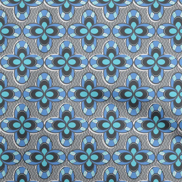 oneOone Rayon Medium Blue Fabric African Sewing Craft Projects Fabric Prints by Yard 56 Inch Wide