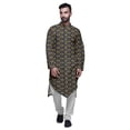 thumbnail image 1 of Atasi Printed Designer Rayon Button Down Casual Kurta With Pajama For Men, 1 of 4