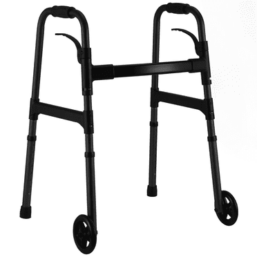 MaxKare Déambulateur Pliant avec Roues, Hauteur Réglable à 8 Niveaux 30,5 Pouces-37,5 Pouces, Capacité de Charge de 300 Lb, Léger, pour Aîné, Noir