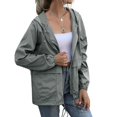 thumbnail image 2 of Women Hooded Jacket Waterproof Drawstring Hiking Rain Jacket Outwear Outdoor Sports Coat Jacket, 2 of 5