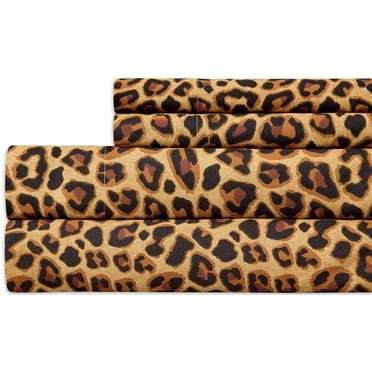 EnvioHome 100% Cotton Bed Sheets, 3 Piece - Cool & Crisp Cotton Percale Twin XL Bed Sheets - Leopard Brown