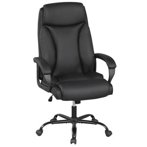 Costway 400 LBS Gros & chaise de bureau en cuir de grande taille Chaise de travail réglable à l'arrière