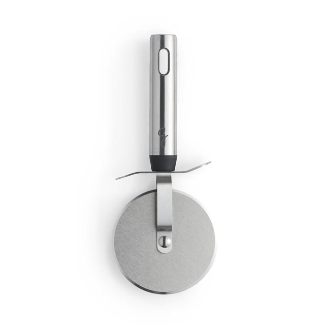 Starfrit Gourmet Roue à Pizza en Acier avec Lame en Acier Inoxydable Tranchante de 3,9 Po et Poignée durable avec Protège-Doigts Intégré, Illustrée de Haut en Bas sur Fond Blanc. Idéale pour Trancher des pizzas et des brownies à Croûte Épaisse, Va au Lave-Vaisselle pour un Nettoyage Facile.