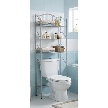 Nola Home Over The Toilet Storage Shelf, 3-Tier Space Saver Bathroom Shelves, Freestanding Metal Organizer, Silver