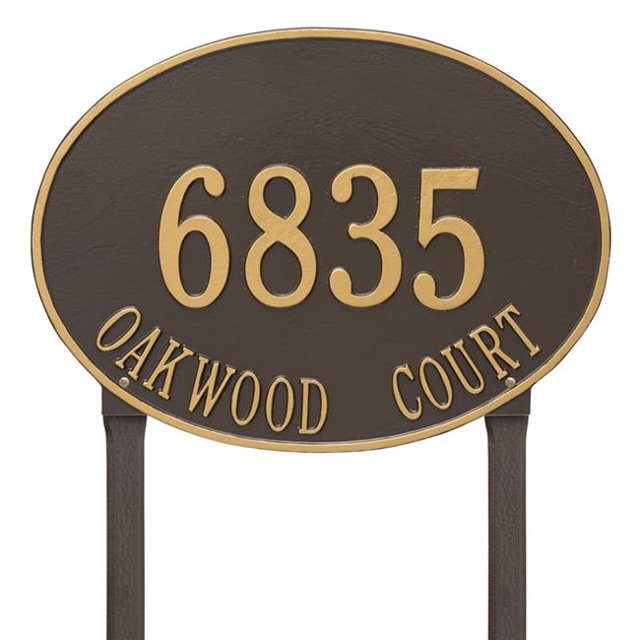 Whitehall 2929OG Hawthorne Oval - Estate Lawn - Two Line- Bronze/Gold