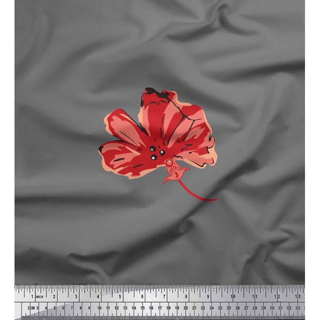 Soimoi Poly Georgette Fabric Artistic Flower Decor Fabric Printed Yard 42 Inch Wide