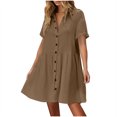 thumbnail image 2 of Pisexur Robes Femmes Belle Robe d'Été pour Femmes Décontractée Sans Manches à Col Rond à Lacets Robe Plissée Brun,P, 2 of 9