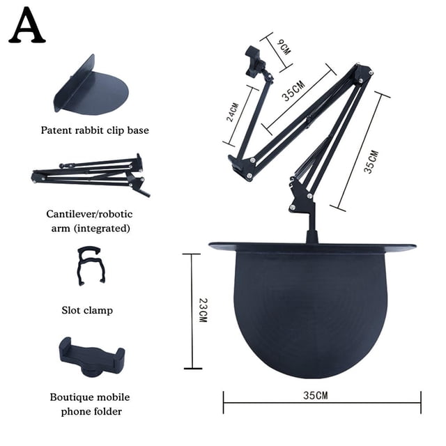 Universal Hidden Bedside Phone Tablet Holder Retractable AU Rotation Clamp P1S3
