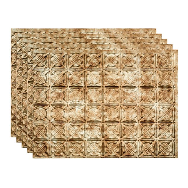 Fasade 18in x 24in Traditional Style 6 Bermuda Bronze Backsplash Panel 5 Pack