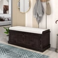 thumbnail image 3 of Noble House Banc de Rangement à Tablettes Ajustables avec Banc à Chaussures avec Coussin Amovible pour Salon, Entrée, Espresso, 3 of 9