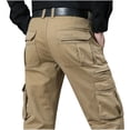 thumbnail image 3 of RXIRUCGD Men's Solid Color Pocket Workwear Pantscasual Straight Leg Pants, Khaki, Size: L, 3 of 6