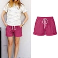 thumbnail image 2 of Dealovy Womens Cotton Linen Shorts Drawstring High Rise Solid Color Summer Lighjtweight Beach Shorts, 2 of 6