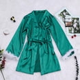 thumbnail image 2 of Ersazi Pyjama d'Hiver pour Femme, Robe Aguichant Unie à Plumes, Ensemble 1 Pce en Liquidation, Vert, M, 2 of 7