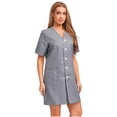thumbnail image 3 of Aislor Robe d'Uniforme d'Infirmière pour Femmes à Manches Courtes, Tenue de Travail Médicale avec Poches, Chemise Boutonnée, Uniforme de Sarrau Gris 3TG, 3 of 7