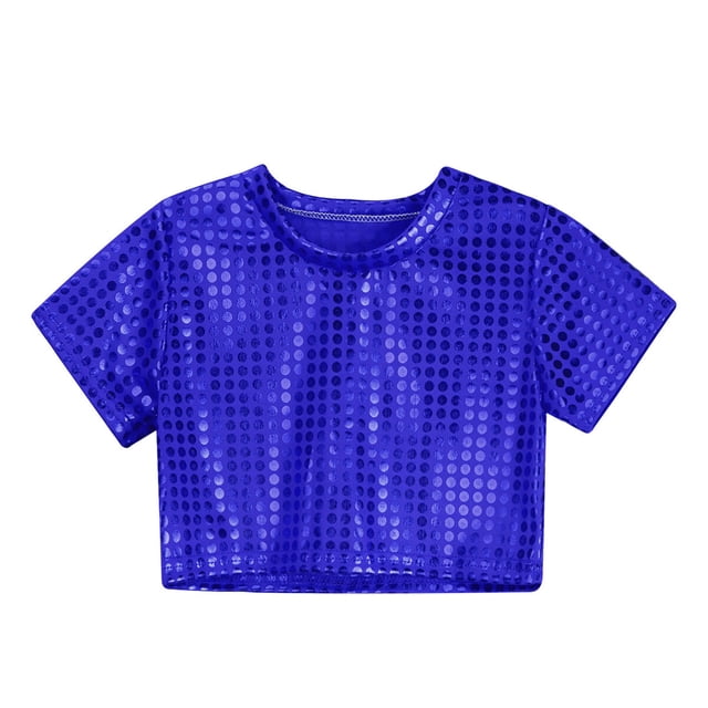 TIEVOSA Robe de Carnaval Décontractée à Paillettes pour Filles et Garçons Manches Courtes pour 12-14 Ans (Bleu)