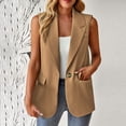thumbnail image 2 of Yuyuzo Sleeveless Suit for Women Lapel Collar Open Front Button Blazer with Pockets Solid Color Outwear, 2 of 6